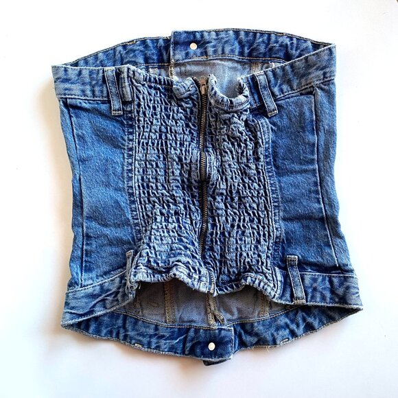 Zara Woman's Denim TRF Corsetry-Inspired Top Size Small - Picture 3 of 4